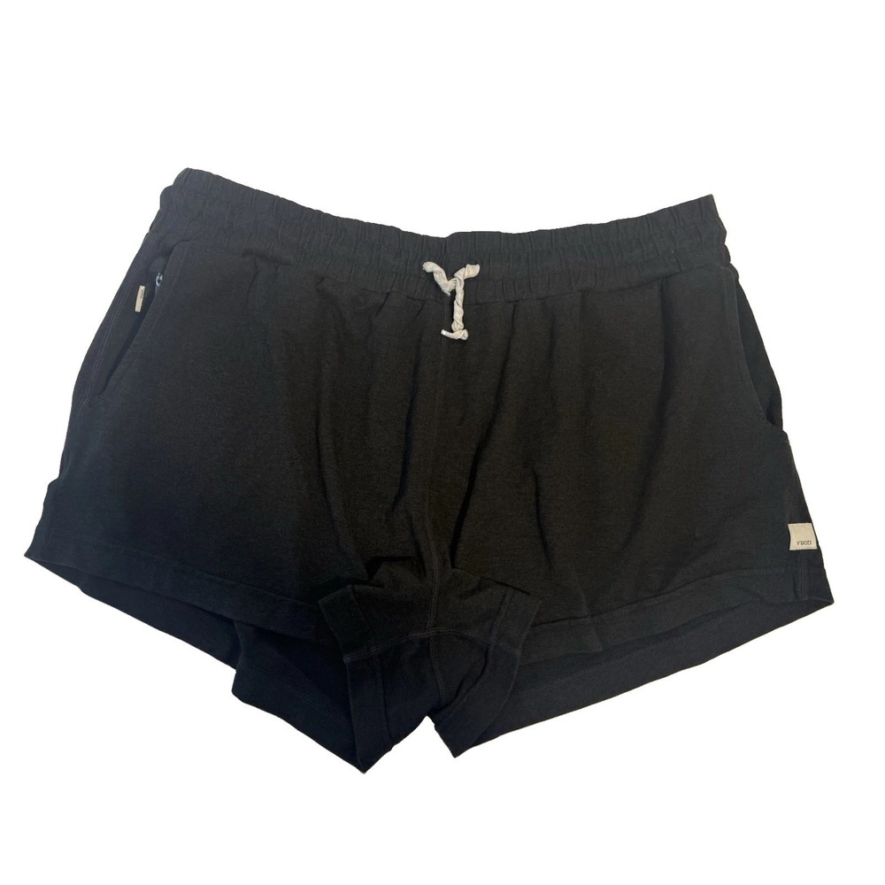 Vuori Women L Black Halo Performance Athletic Shorts Drawstring Zip Pocket Soft